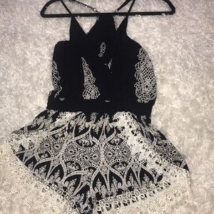 LUCYLOVE BLACK AND WHITE LACE ROMPER